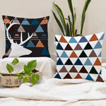 Load image into Gallery viewer, Geometrical Multi color Printed Canvas Cotton Cushion Covers, Set of 2 (24 x 24 Inches)