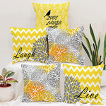 Load image into Gallery viewer, Yellow Bird Floral Printed Canvas Cotton Cushion Covers, Set of 5
