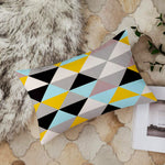 Load image into Gallery viewer, Yellow & Black Geometrical Printed Canvas Cotton Rectangular Cushion Covers, Set of 2