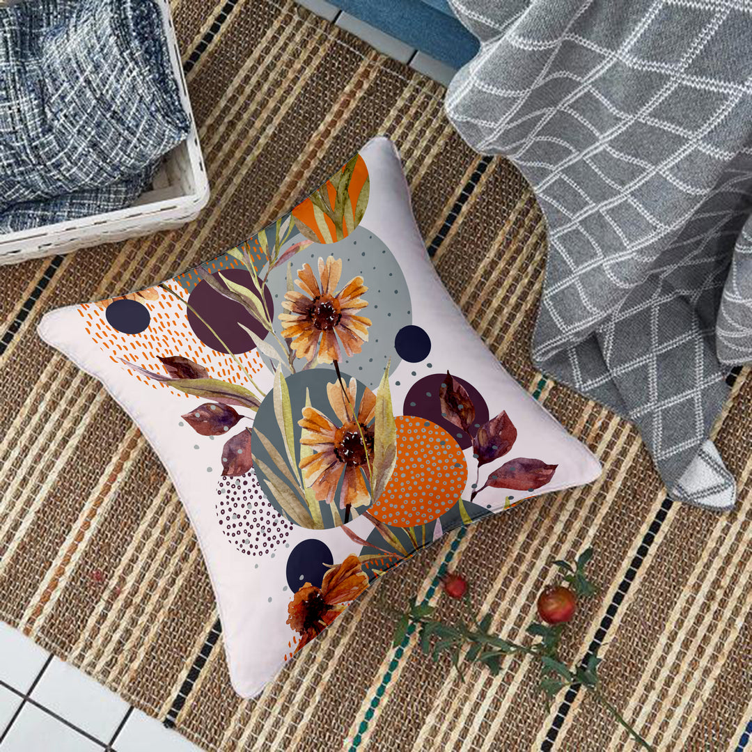 Multi-Color Tulip Printed Canvas Cotton Cushion Covers, Set of 5