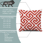 Load image into Gallery viewer, Red Geometrical Ikat Ethnic Printed Canvas Cotton Cushion Covers, Red Set of 2 (24 x 24 Inches)