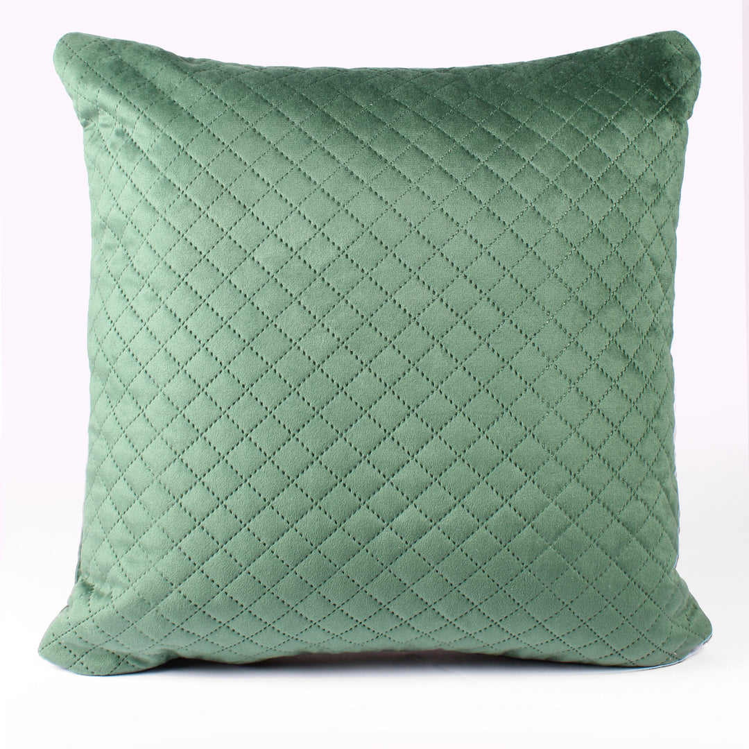 Both Side Quilted Velvet Cushion Cover (Set of 2), Green