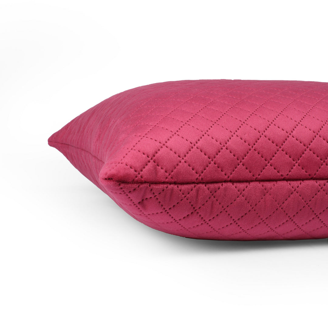 Both Side Quilted Velvet Rectangular Cushion Cover (Set of 2), Maroon