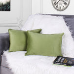 Load image into Gallery viewer, Velvet Cushion Cover With Piping - Perfect for Home Décor Rectangular Set of 2 ,Mehndi