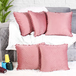 Load image into Gallery viewer, Both Side with PomPom Quilted Velvet Cushion Cover (Set of 5), Peach