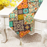 Load image into Gallery viewer, Geometric Cotton Canvas Table Runner With Tassel