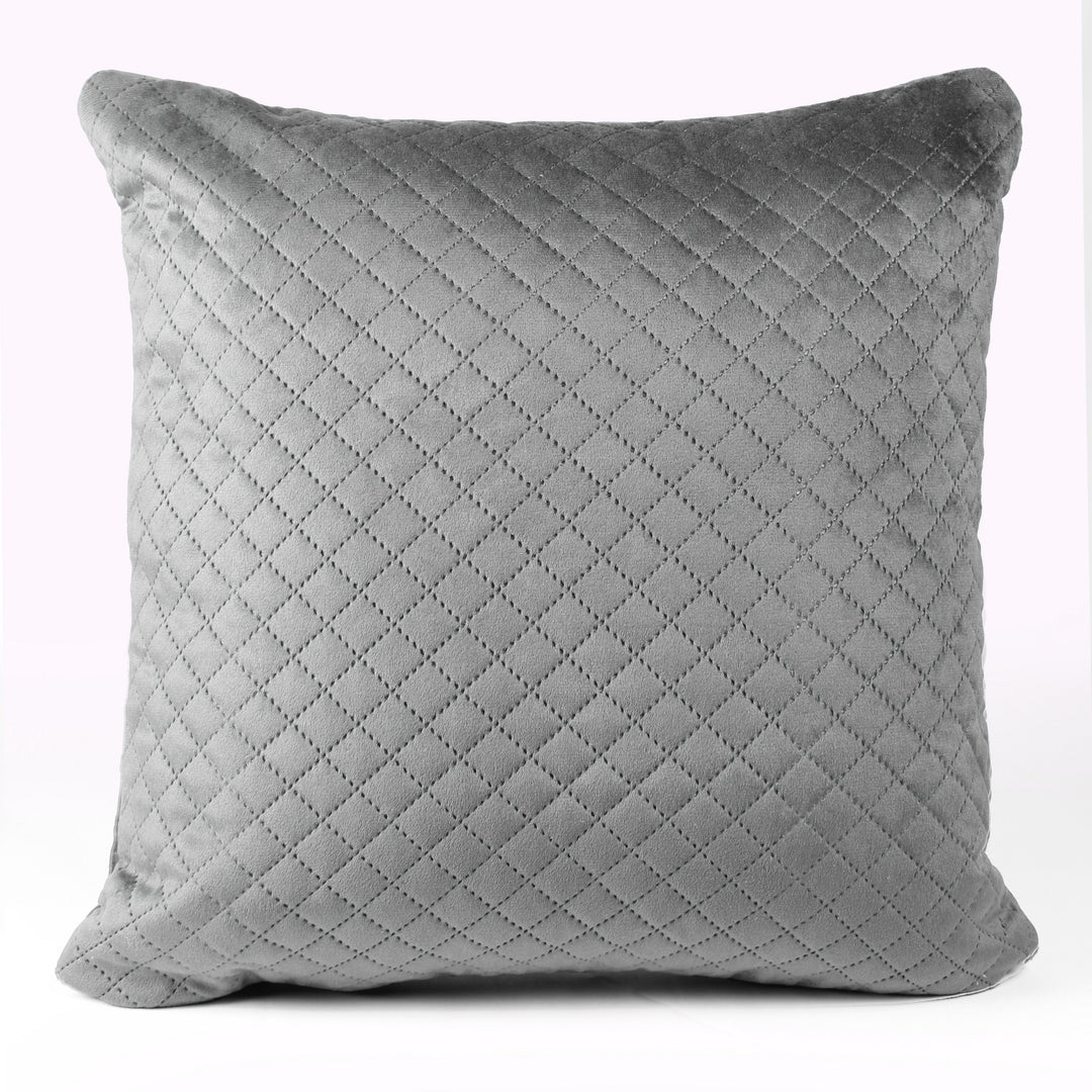 Both Side Quilted Velvet Cushion Cover (Set of 2), Grey