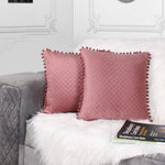 Load image into Gallery viewer, Both Side with PomPom Quilted Velvet Cushion Cover (Set of 2), Peach