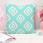Load image into Gallery viewer, Teal Geometrical Ikat Ethnic Printed Cotton Canvas Cushion Covers, Set of 5