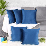 Load image into Gallery viewer, Both Side Quilted Velvet Cushion Cover (Set of 5), Blue