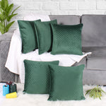 Load image into Gallery viewer, Both Side Quilted Velvet Cushion Cover (Set of 5), Green