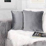Load image into Gallery viewer, Velvet Cushion Cover With Piping - Perfect for Home Décor (Set of 2), Grey