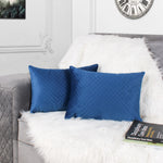 Load image into Gallery viewer, Both Side Quilted Velvet Rectangular Cushion Cover (Set of 2), Blue