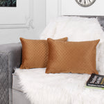 Load image into Gallery viewer, Both Side Quilted Velvet Rectangular Cushion Cover (Set of 2), Brown