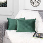 Load image into Gallery viewer, Both Side Quilted Velvet Rectangular Cushion Cover (Set of 2), Green