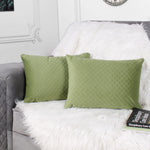 Load image into Gallery viewer, Both Side Quilted Velvet Rectangular Cushion Cover (Set of 2), Mehndi