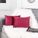 Load image into Gallery viewer, Both Side Quilted Velvet Rectangular Cushion Cover (Set of 2), Maroon
