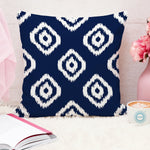Load image into Gallery viewer, Ikat Blue Geometric Printed Cotton Canvas Cushion Cover Pack of 2 ( 24 x 24 Inches )