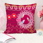 Load image into Gallery viewer, Pink Floral Bird Printed Canvas Cotton Cushion Covers, Set of 5
