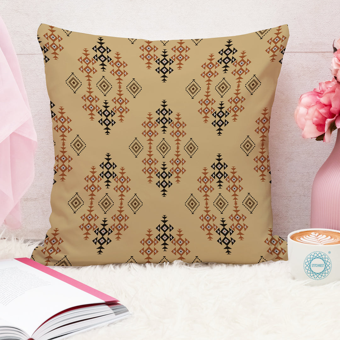 Ethnic Geometrical Printed Canvas Cotton Cushion Covers, Set of 5