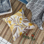 Load image into Gallery viewer, Yellow &amp; Grey Floral Printed Canvas Cotton Cushion Covers, Set of 5

