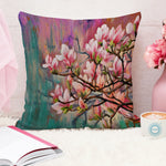 Load image into Gallery viewer, Floral Pink Flower Printed Canvas Cotton Cushion Covers, Set of 2 (24 x 24 Inches)
