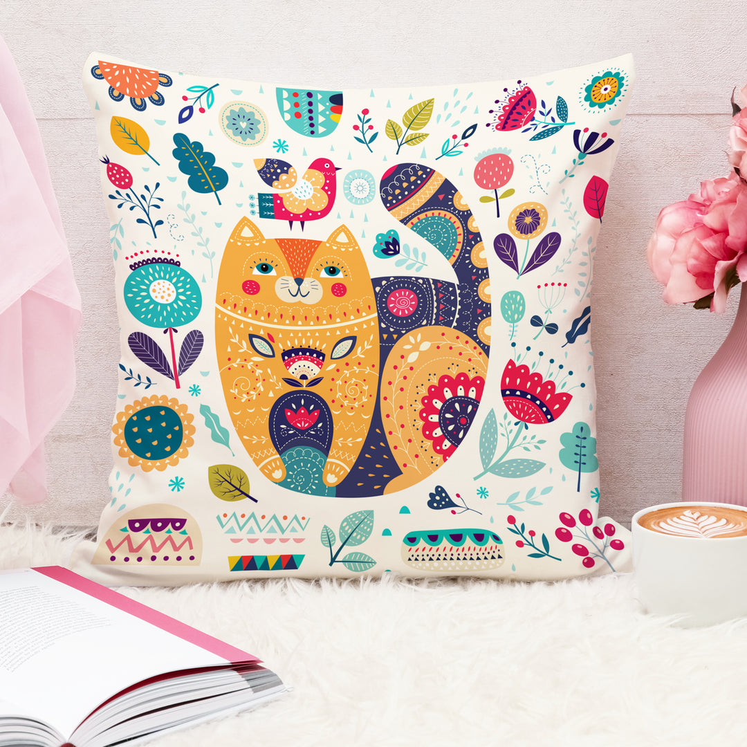Animal Printed Cotton Canvas Decorative Cushion Cover , Set of 5