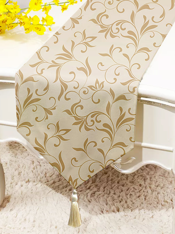 Cheerful Spring Exotic Canvas Table Runner for a Summery Look With Tassel