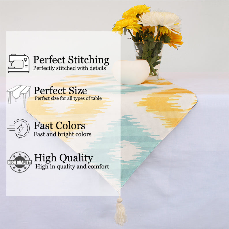 Radiant Sunshine Exotic Canvas Table Runner for a Summery Look With Tassel