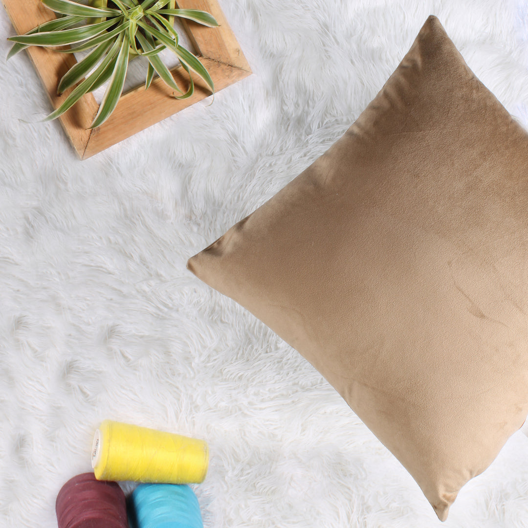 Soft Luxurious Velvet Cushion Covers Set of 2, Brown
