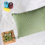 Load image into Gallery viewer, Both Side Quilted Velvet Rectangular Cushion Cover (Set of 2), Mehndi