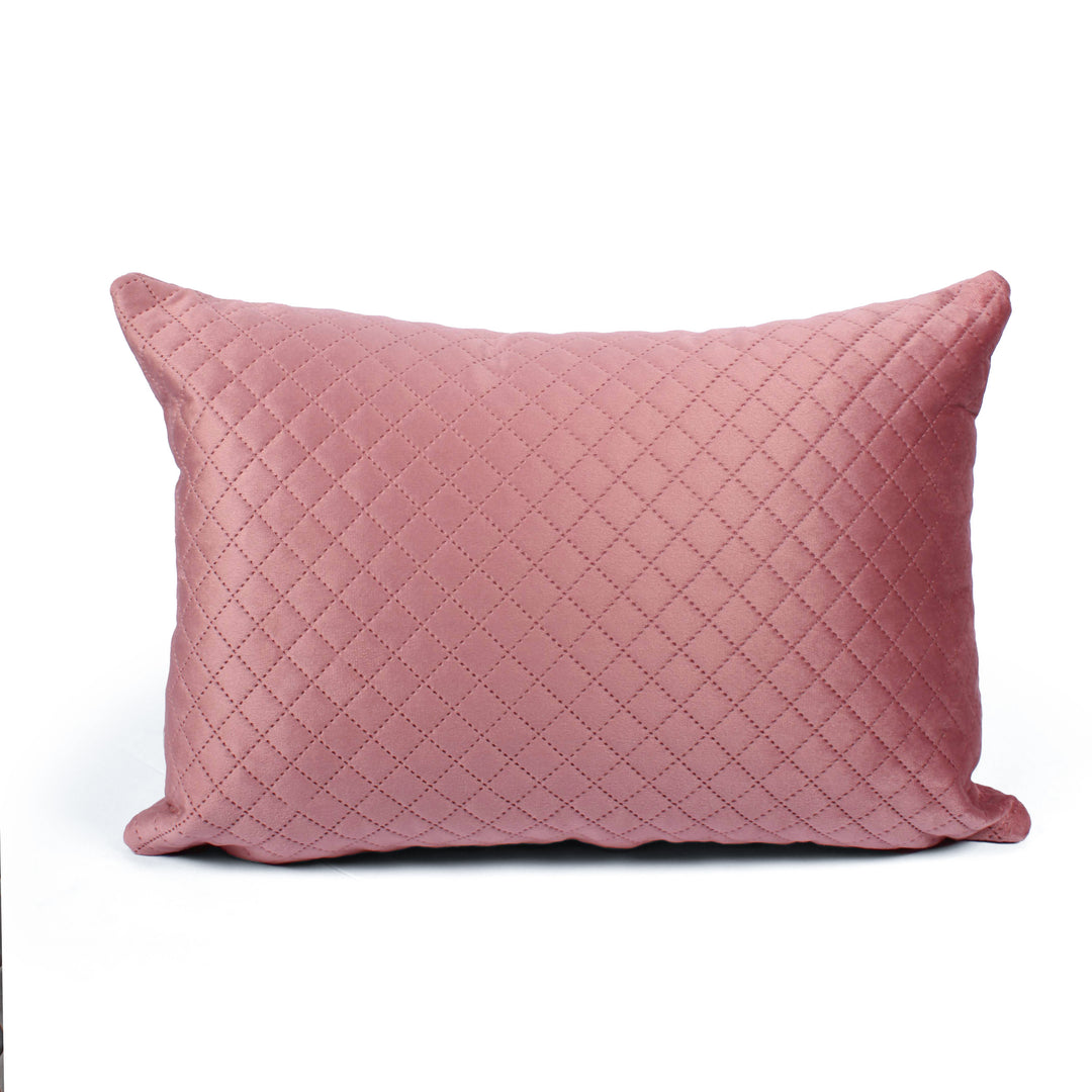 Both Side Quilted Velvet Rectangular Cushion Cover (Set of 2), Peach