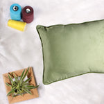 Load image into Gallery viewer, Velvet Cushion Cover With Piping - Perfect for Home Décor Rectangular Set of 2 ,Mehndi
