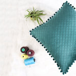 Load image into Gallery viewer, Both Side with PomPom Quilted Velvet Cushion Cover (Set of 2), Green