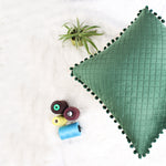 Load image into Gallery viewer, Both Side with PomPom Quilted Velvet Cushion Cover (Set of 2), Green