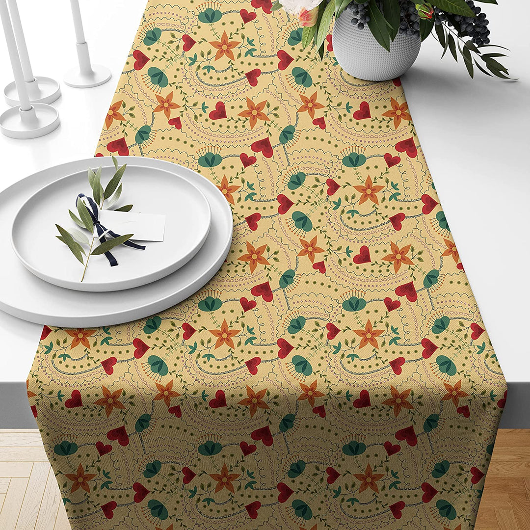 Floral Cotton Canvas Table Runner
