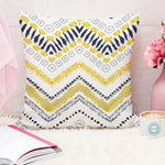 Load image into Gallery viewer, Yellow Geometrical Printed Canvas Cotton Cushion Covers, Set of 2