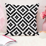 Load image into Gallery viewer, Geometric Black and White Printed Canvas Cotton Cushion Cover, Set of 5