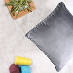 Load image into Gallery viewer, Velvet Cushion Cover With Piping - Perfect for Home Décor (Set of 2), Grey