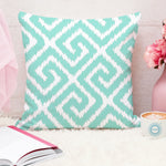 Load image into Gallery viewer, Teal Geometrical Ikat Ethnic Printed Cotton Canvas Cushion Covers, Set of 5