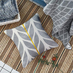 Load image into Gallery viewer, Yellow & Grey Floral Printed Canvas Cotton Cushion Covers, Set of 5