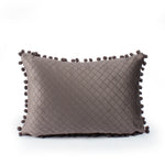 Load image into Gallery viewer, Both Side with PomPom Quilted Velvet Rectangular Cushion Cover (Set of 2), Grey