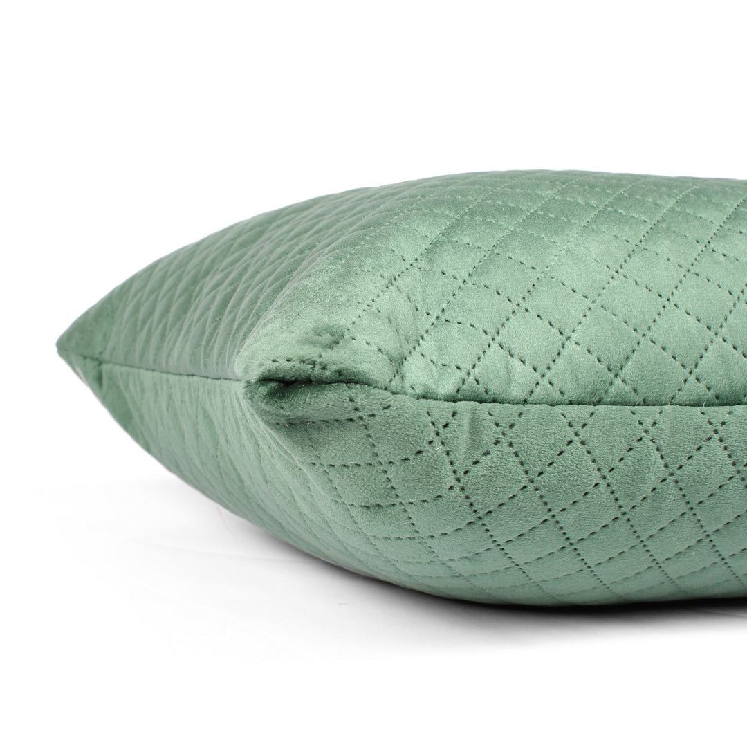 Both Side Quilted Velvet Cushion Cover (Set of 2), Green