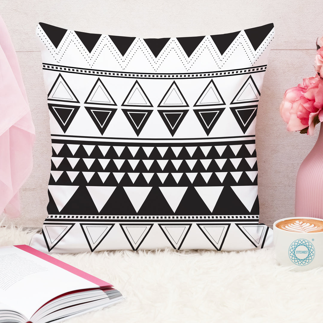 Geometrical Multi color Printed Canvas Cotton Rectangular Cushion Covers, Set of 5