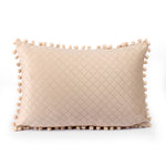 Load image into Gallery viewer, Both Side with PomPom Quilted Velvet Rectangular Cushion Cover (Set of 2), Beige