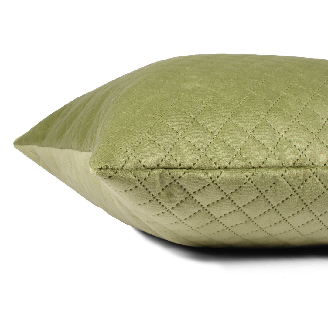 Both Side Quilted Velvet Cushion Cover (Set of 2), Mehndi