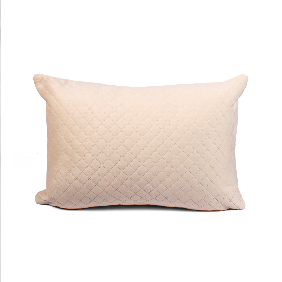 Both Side Quilted Velvet Rectangular Cushion Cover (Set of 2), Beige