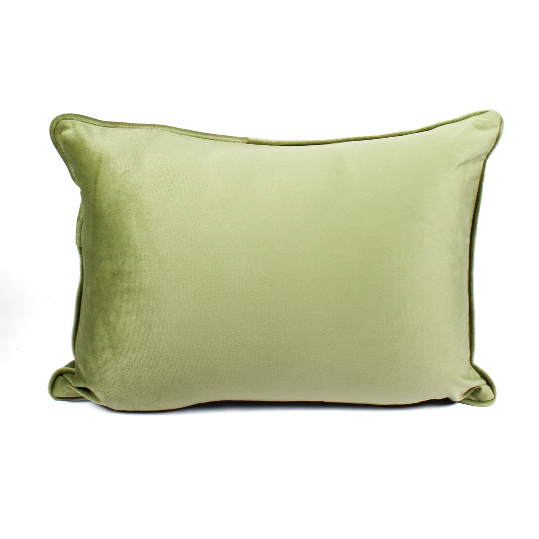 Velvet Cushion Cover With Piping - Perfect for Home Décor Rectangular Set of 2 ,Mehndi