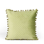 Load image into Gallery viewer, Both Side with PomPom Quilted Velvet Cushion Cover (Set of 2), Mehndi