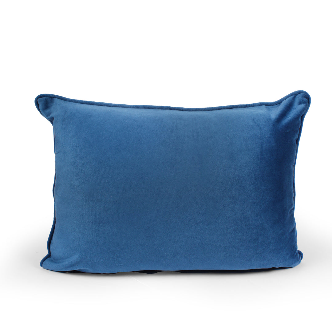 Velvet Cushion Cover With Piping - Perfect for Home Décor Rectangular (Set of 2), Blue